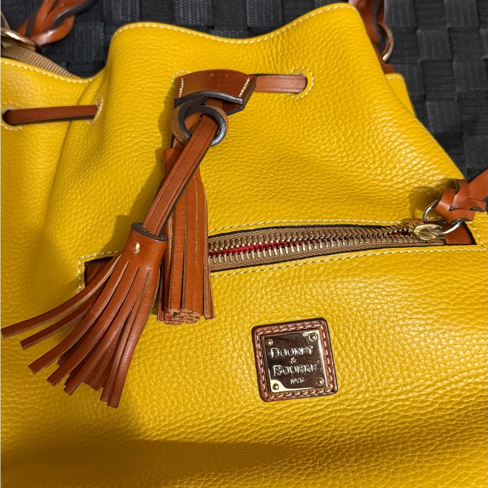 Dooney & Bourke Mustard Yellow Leather string bag